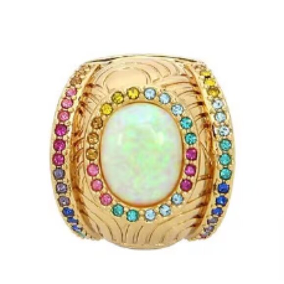 KURT GEIGER LONDON Signature Southbank Rhinestone and Opal Hoop Earrings - Picture 4 of 5